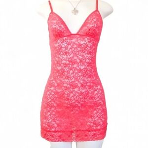 victorias secret pink lace slip dress floral mini coquette y2k size S